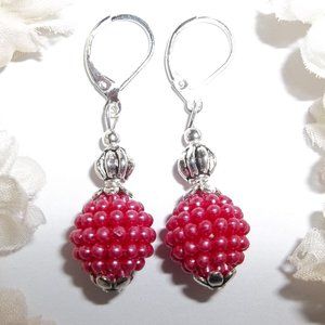 Fuchsia Earrings, Earrings, Fuchsia Pink Earrings, Pearl Earrings, Set NWT 7426